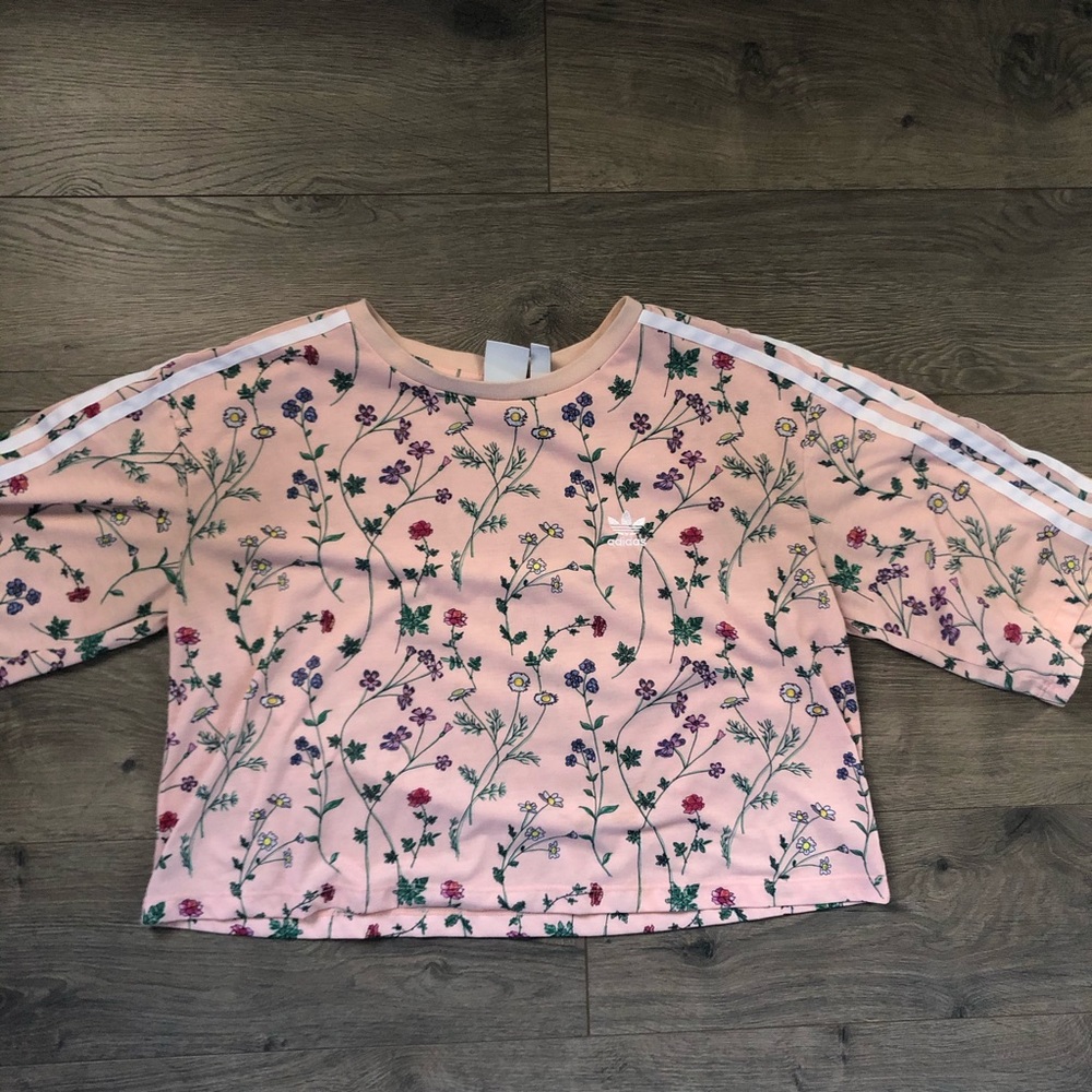 Adidas Floral Crop Top - Size: S